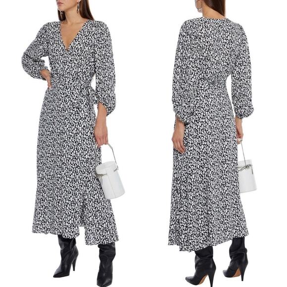 IRO Zanaka Leopard-Print Jersey Maxi Wrap Dress size 36/Small - Picture 6 of 16